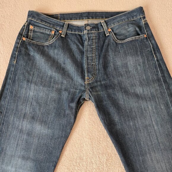 Levi’s 501 Original Fit Men’s Jeans W34 L32  Button Fly Blue Denim - Picture 6 of 12